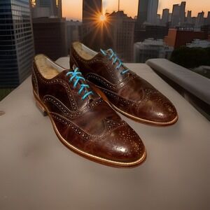 J.Shoes Mens size 10.5 Brown Leather Wingtip Oxford Dress Shoes